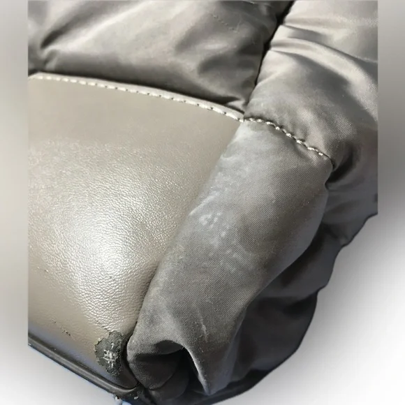 Tory Burch Nylon Ella Puffer Tote Handbag Taupe Gray - Picture 4 of 16